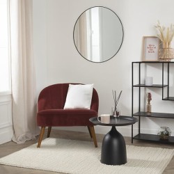 Fauteuil Naova velours pieds bois terracotta