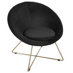 Fauteuil Evan velours noir