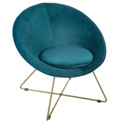Fauteuil Evan velours bleu canard