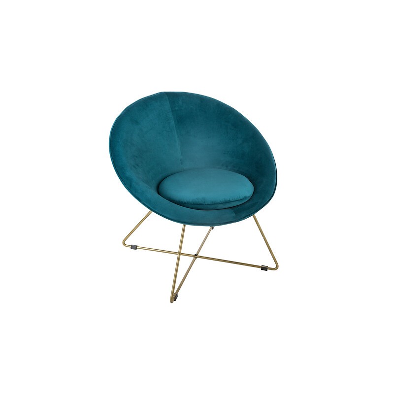 Fauteuil Evan velours bleu canard Fauteuil Evan velours bleu canard