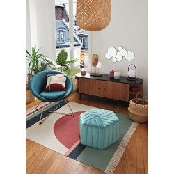 Fauteuil Evan velours bleu canard