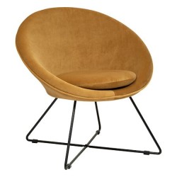 Fauteuil Evan velours pieds noirs ocre