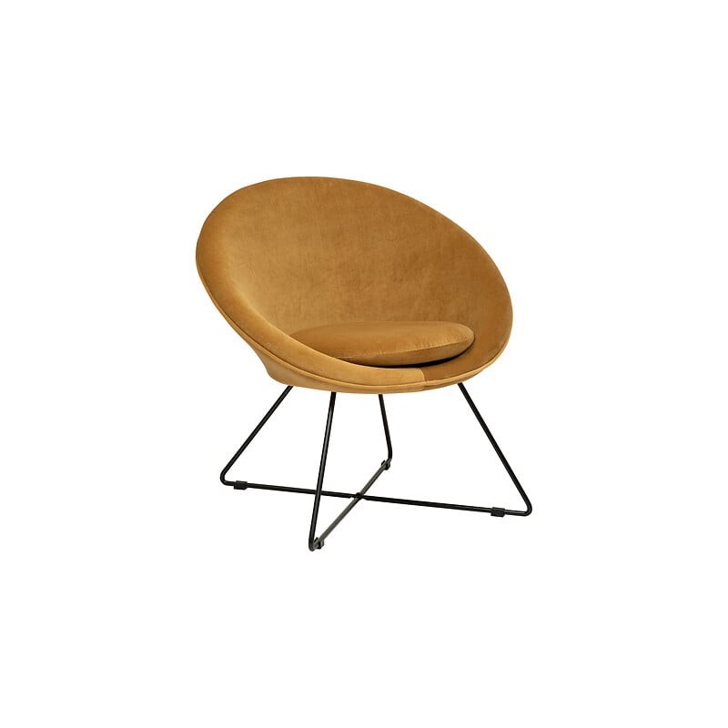 Fauteuil Evan velours pieds noirs ocre Fauteuil Evan velours pieds noirs ocre