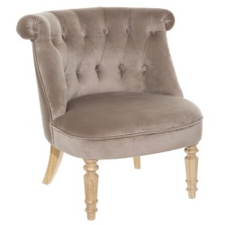 Fauteuil Sixtine velours taupe