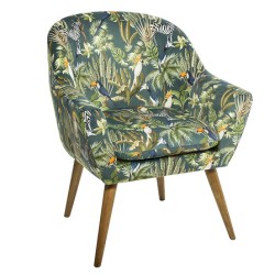 Fauteuil Sango velours imprimé jungle