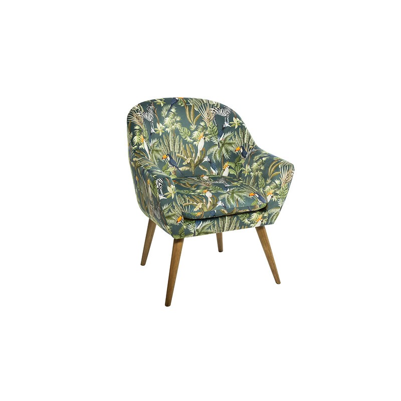Fauteuil Sango velours imprimé jungle Fauteuil Sango velours imprimé jungle