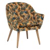 Fauteuil Sango velours imprimé feuilles ocres
