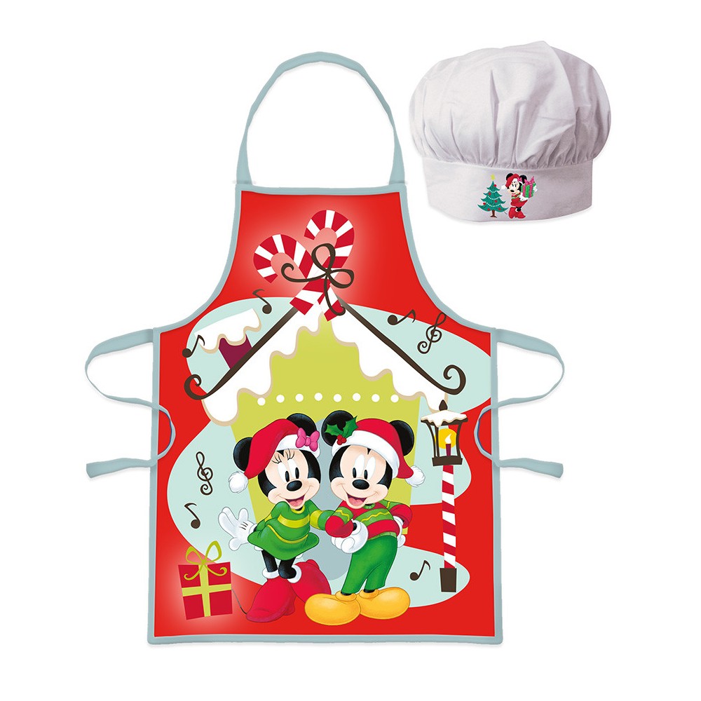 Disney Minnie  and Mickey Christmas Kid Apron 2 Piece Set
