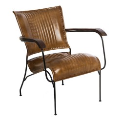 Fauteuil Hoper cuir cognac