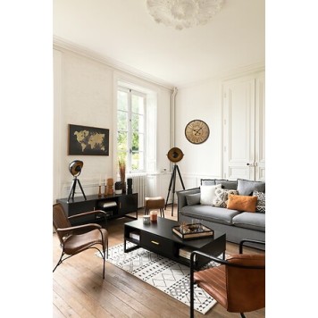Fauteuil Hoper cuir cognac