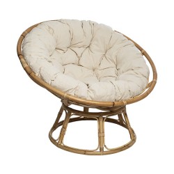Fauteuil Papasan rotin seram blanc