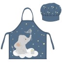 Elephant Blue children's apron 2-piece set