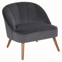 Fauteuil Naova velours pieds bois gris