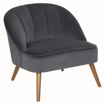 Fauteuil Naova velours pieds bois gris