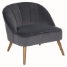 Fauteuil Naova velours pieds bois gris