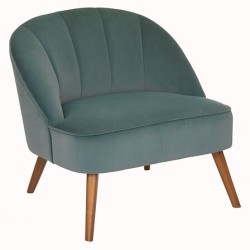 Fauteuil Naova velours pieds bois céladon