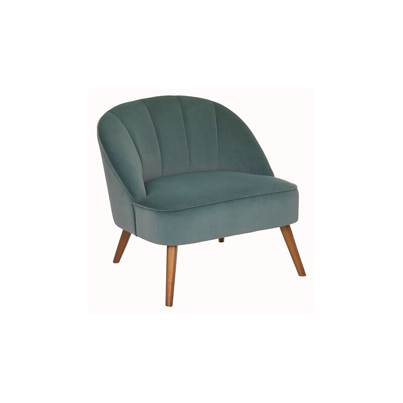 Fauteuil Naova velours pieds bois céladon Fauteuil Naova velours pieds bois céladon