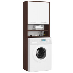 Meuble machine a laver 2 portes Marron Bl4 étagères 64x30x180 cm