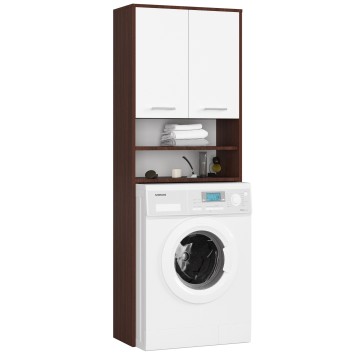 Meuble machine a laver 2 portes Marron Bl4 étagères 64x30x180 cm