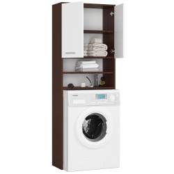 Meuble machine a laver 2 portes Marron Bl4 étagères 64x30x180 cm