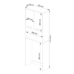 Meuble machine a laver 2 portes Marron Bl4 étagères 64x30x180 cm