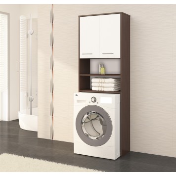 Meuble machine a laver 2 portes Marron Bl4 étagères 64x30x180 cm
