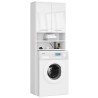 Meuble machine a laver 2 portes façade Blanc brillant 4 étagères 64x30x180 cm