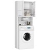 Meuble machine a laver 2 portes façade Blanc brillant 4 étagères 64x30x180 cm