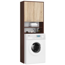 Meuble machine a laver 2 portes Marron Bois 4 étagères 64x30x180 cm