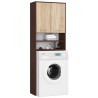 Meuble machine a laver 2 portes Marron Bois 4 étagères 64x30x180 cm