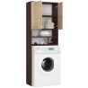 Meuble machine a laver 2 portes Marron Bois 4 étagères 64x30x180 cm