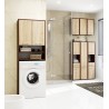 Meuble machine a laver 2 portes Marron Bois 4 étagères 64x30x180 cm