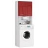 Meuble machine a laver 2 portes Rouge brillant 4 étagères 64x30x180 cm