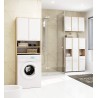 Meuble machine a laver 2 portes Blanc brillant couleur bois 4 étagères 64x30x180 cm