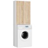 Meuble machine a laver 2 portes 4 étagères 180X64X30 cm Blanc- Porte Bois