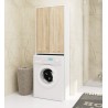 Meuble machine a laver 2 portes 4 étagères 180X64X30 cm Blanc- Porte Bois