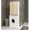 Meuble machine a laver 2 portes 4 étagères 180X64X30 cm Blanc- Porte Bois