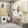 Meuble machine a laver 2 portes 4 étagères 180X64X30 cm Blanc- Porte Bois