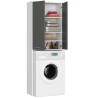 Meuble machine a laver 2 portes 4 étagères 180X64X30 cm Porte Grise