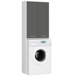 Meuble machine a laver 2 portes 4 étagères 180X64X30 cm Porte Grise