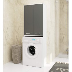 Meuble machine a laver 2 portes 4 étagères 180X64X30 cm Porte Grise