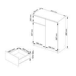 KOMODA K80 2D 1SZ CLP PK BIAŁY POŁYSK
