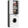 Meuble machine a laver 2 portes 4 étagères 180X64X30 cm Gris / Blanc