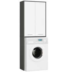 Meuble machine a laver 2 portes 4 étagères 180X64X30 cm Gris / Blanc