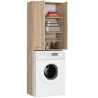 Meuble machine a laver 2 portes 4 étagères 180X64X30 cm Bois sonoma