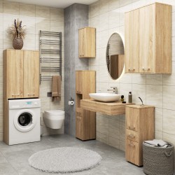Meuble machine a laver 2 portes 4 étagères 180X64X30 cm Bois sonoma