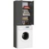 Meuble machine a laver 2 portes 4 étagères 180X64X30 cm Gris