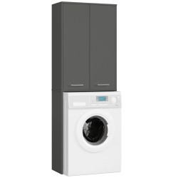 Meuble machine a laver 2 portes 4 étagères 180X64X30 cm Gris
