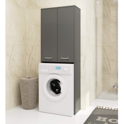 Meuble machine a laver 2 portes 4 étagères 180X64X30 cm Gris