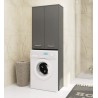 Meuble machine a laver 2 portes 4 étagères 180X64X30 cm Gris
